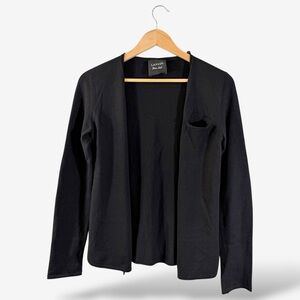 VINTAGE Lanvin Black Cardigan Sweater Size S Cashmere Silk Minimalist Casual